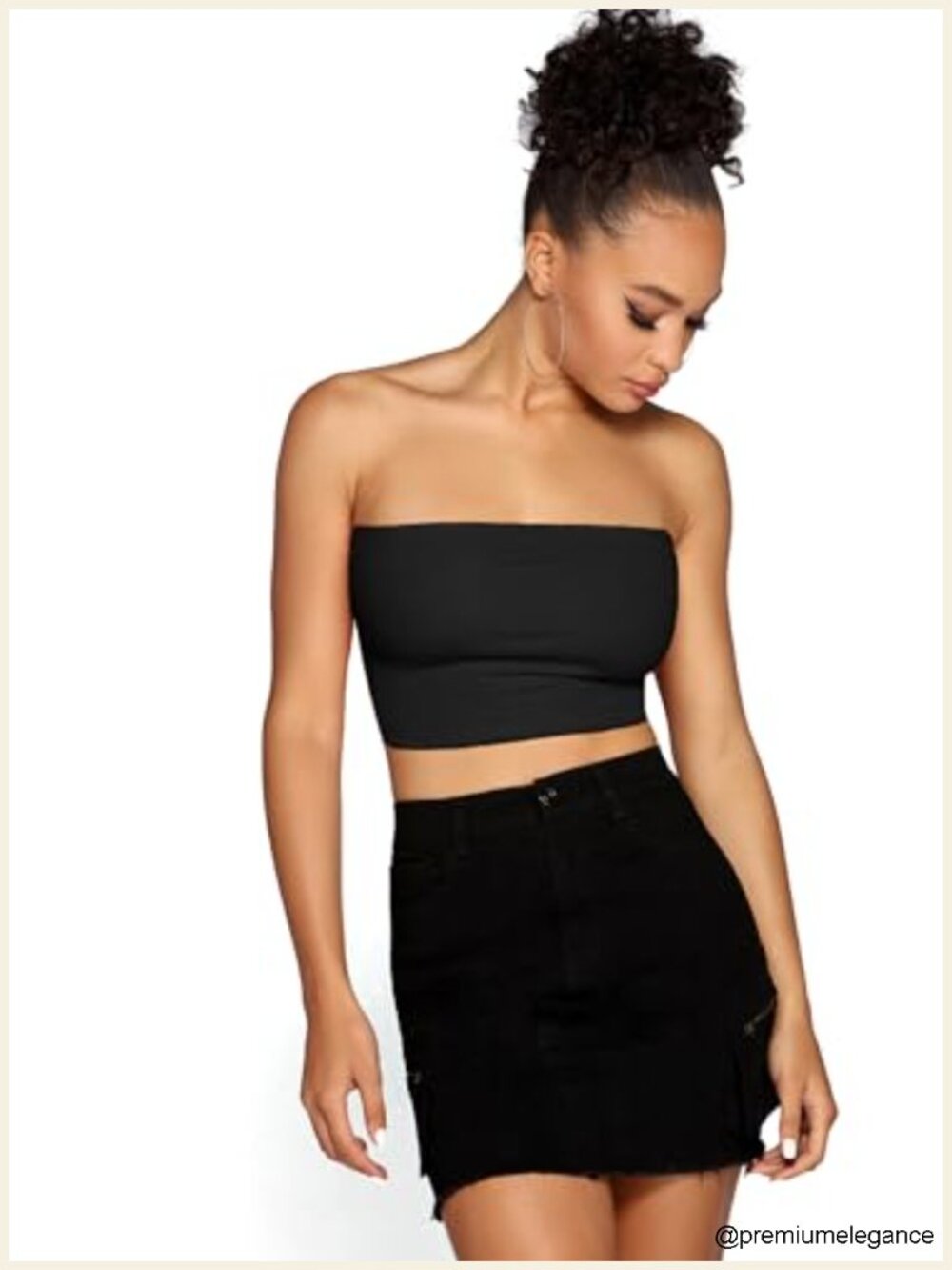 Women's Strapless Cotton Jersey Tube Crop Top Sleeveless